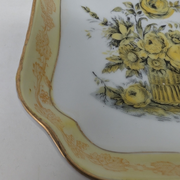 Vintage hand painted square dish from ISCO JAPAN. Yellow and gold - Picture 3 of 6